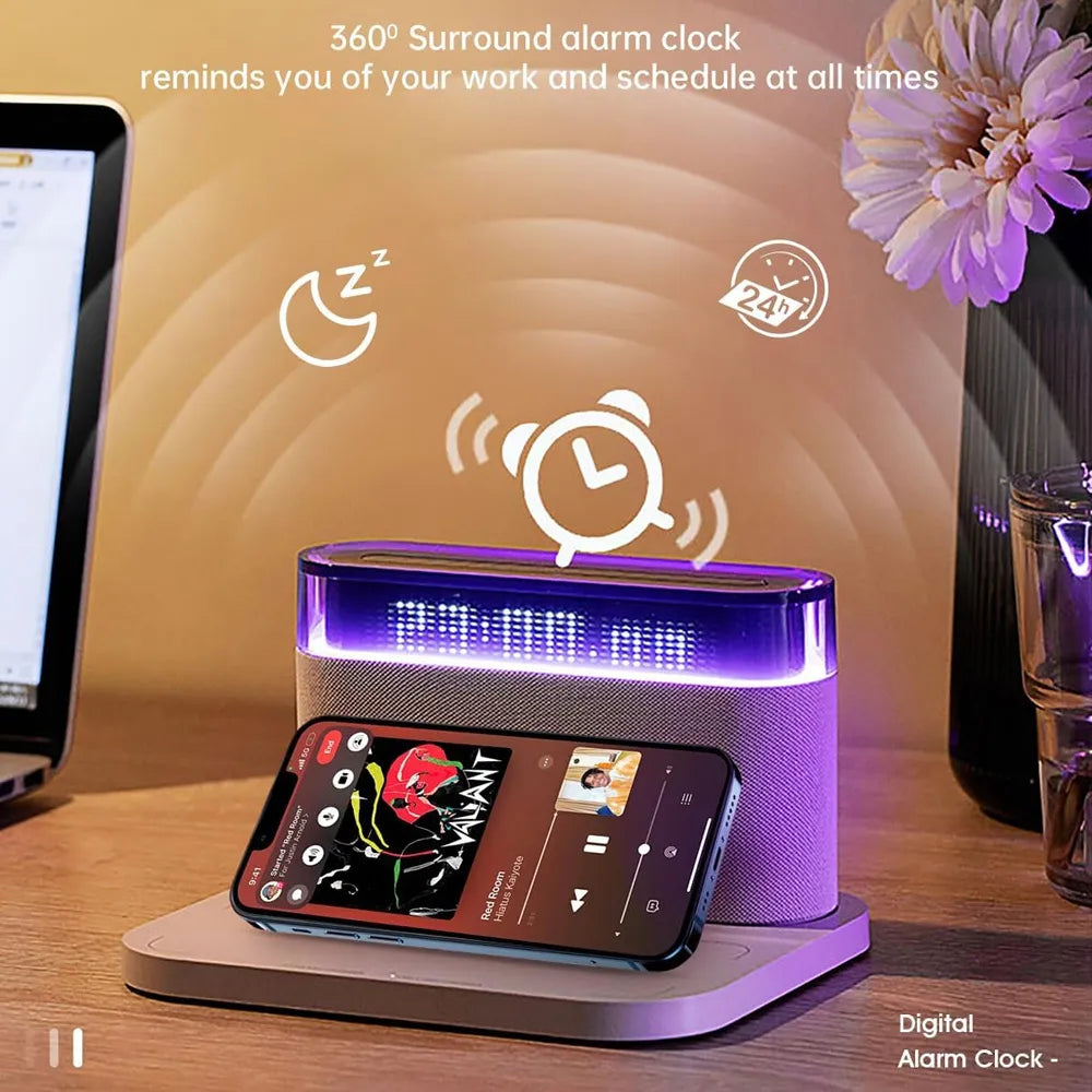 LED Digital Alarm Clock RGB Marquee Bluetooth Speaker