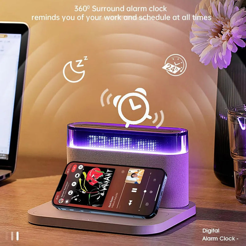 LED Digital Alarm Clock RGB Marquee Bluetooth Speaker