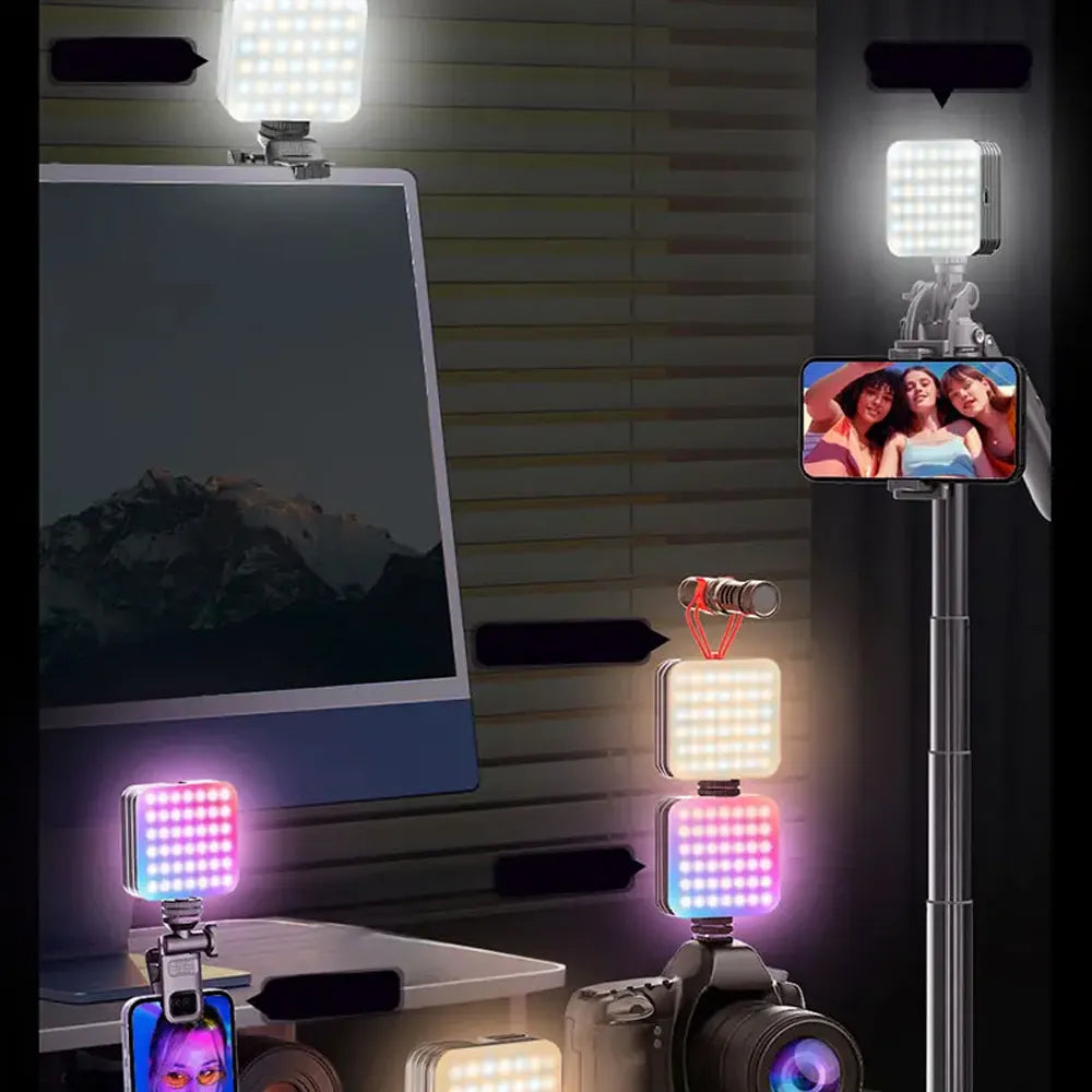 D12S Portable Mini RGB LED Video Light 2000mAh Type-C Rechargeable