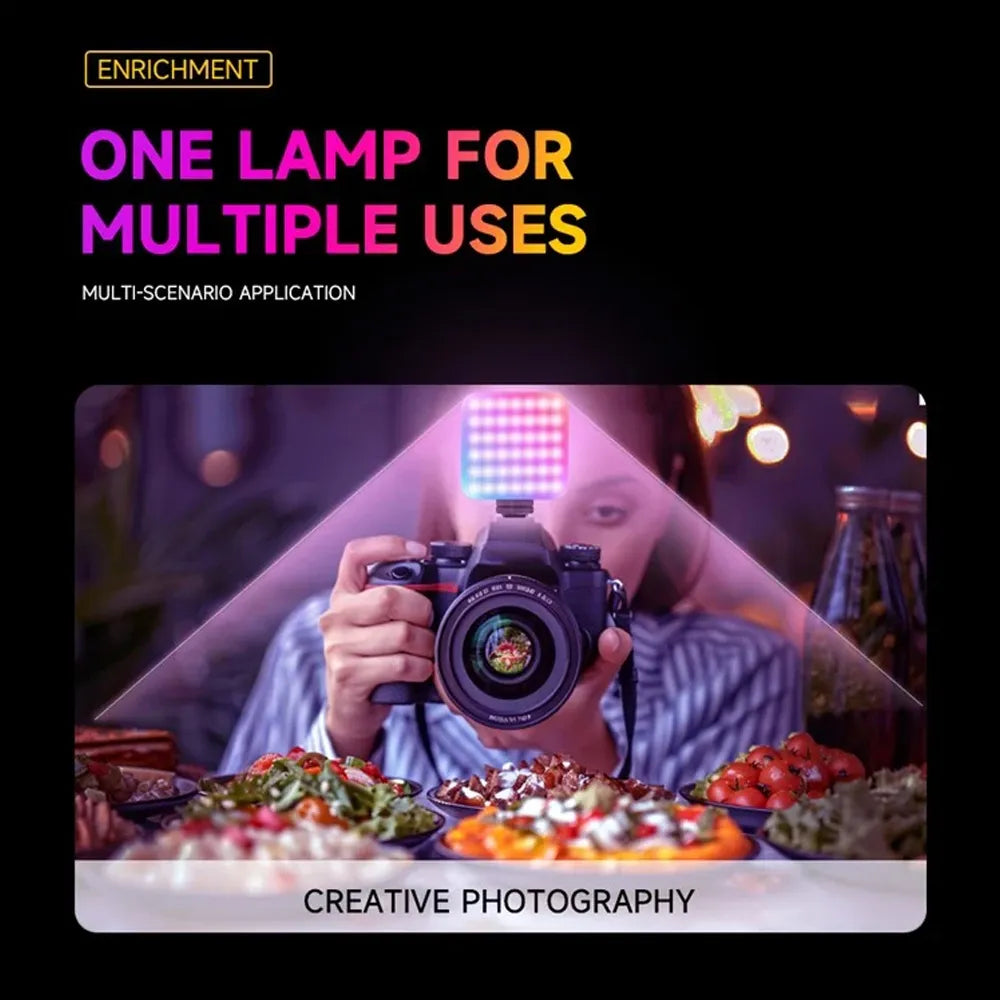 D12S Portable Mini RGB LED Video Light 2000mAh Type-C Rechargeable