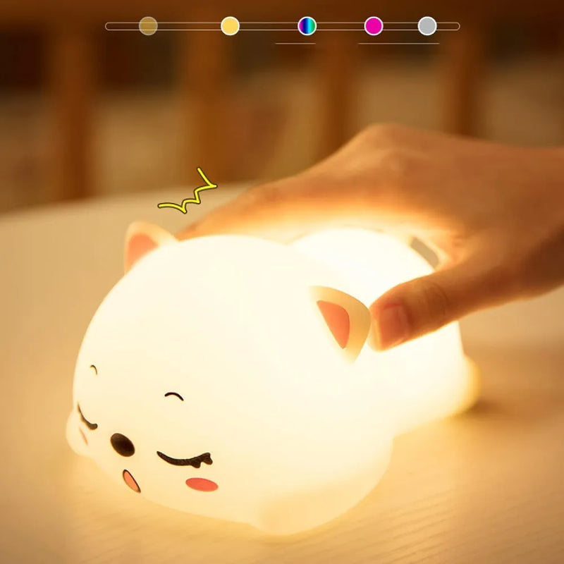 LED Sleeping Cat Silicone Kitty Night Light