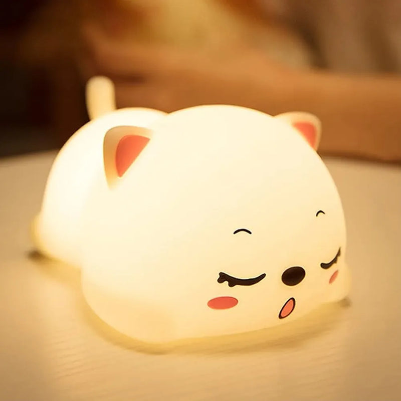 LED Sleeping Cat Silicone Kitty Night Light