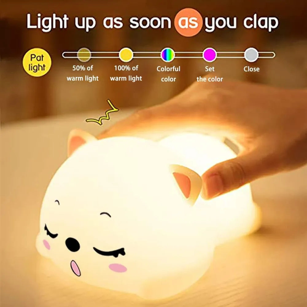 LED Sleeping Cat Silicone Kitty Night Light