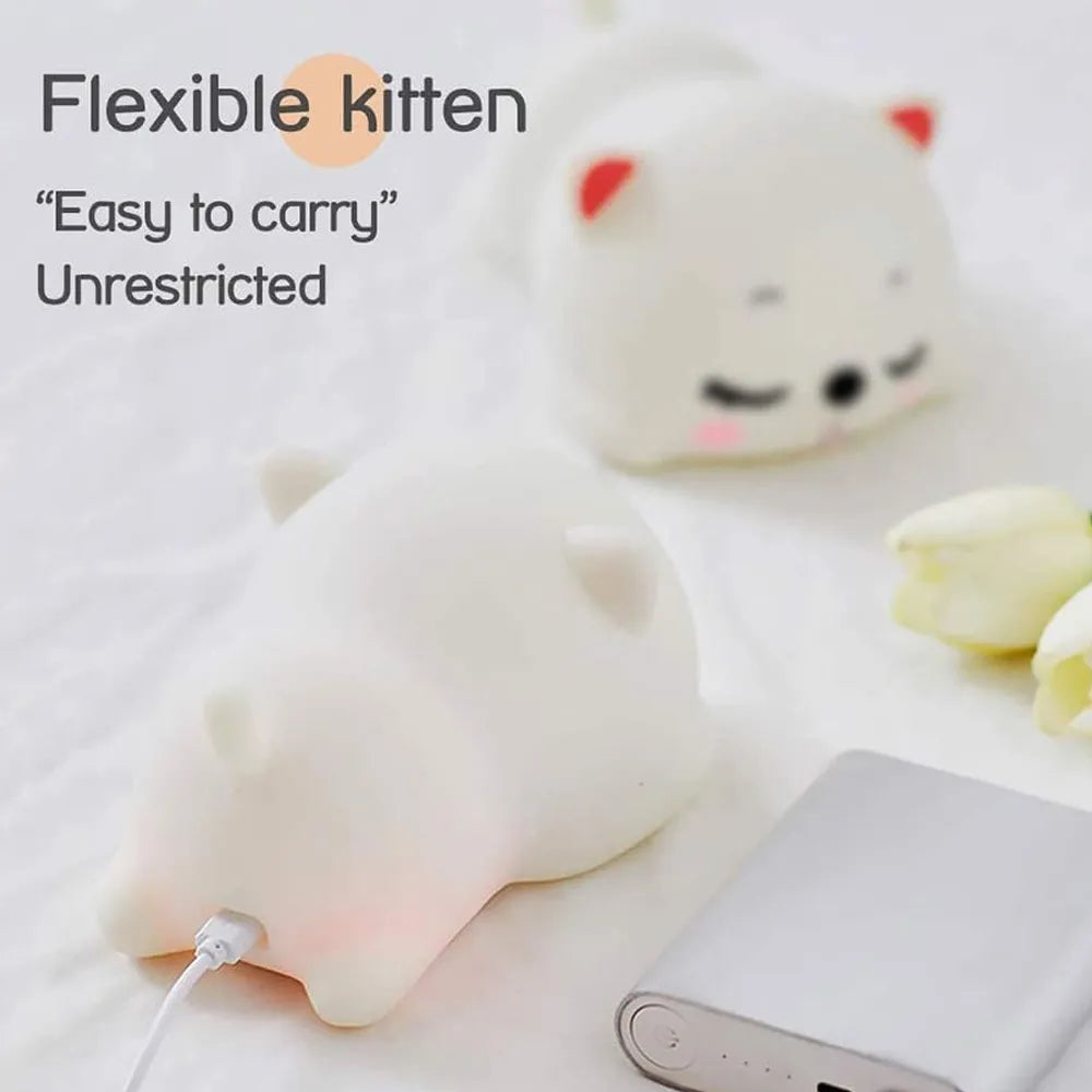 LED Sleeping Cat Silicone Kitty Night Light