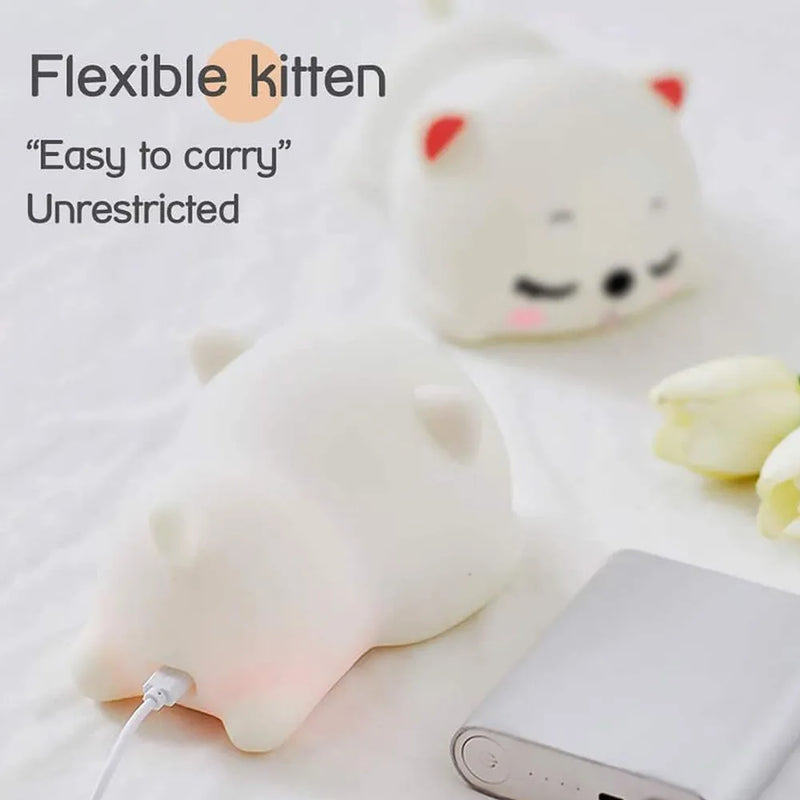 LED Sleeping Cat Silicone Kitty Night Light