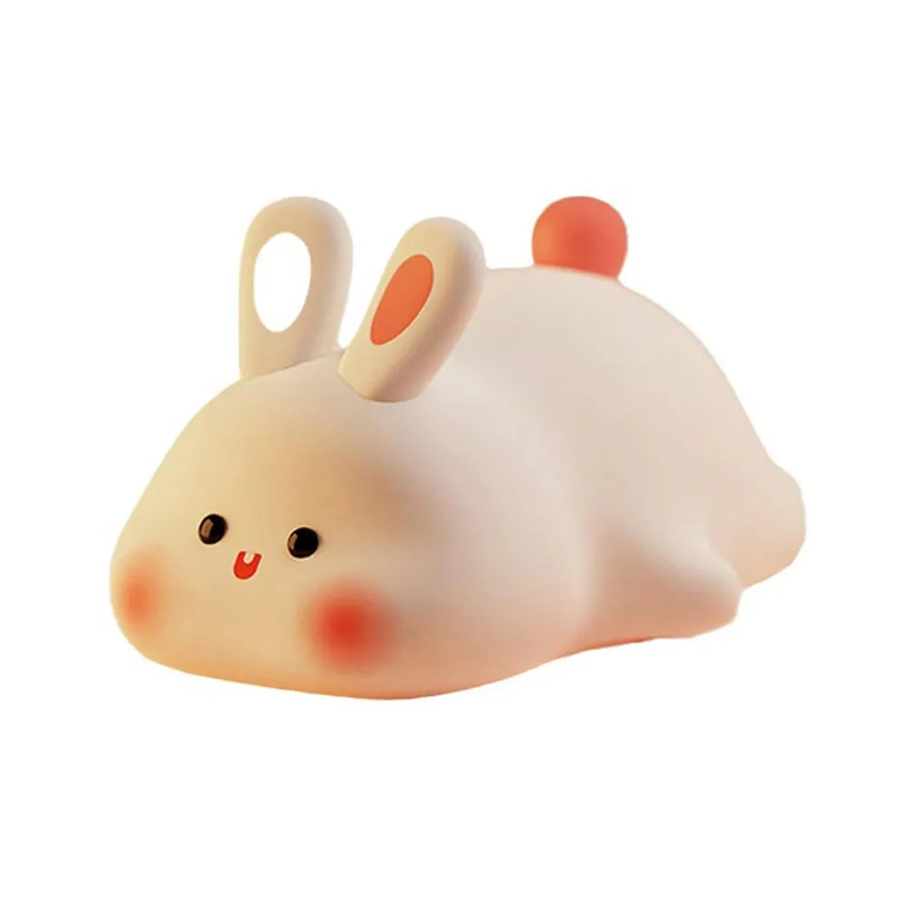LED Big Face Rabbit Silicone Night Light 3 Modes 1200mAh Type-C Rechargeable
