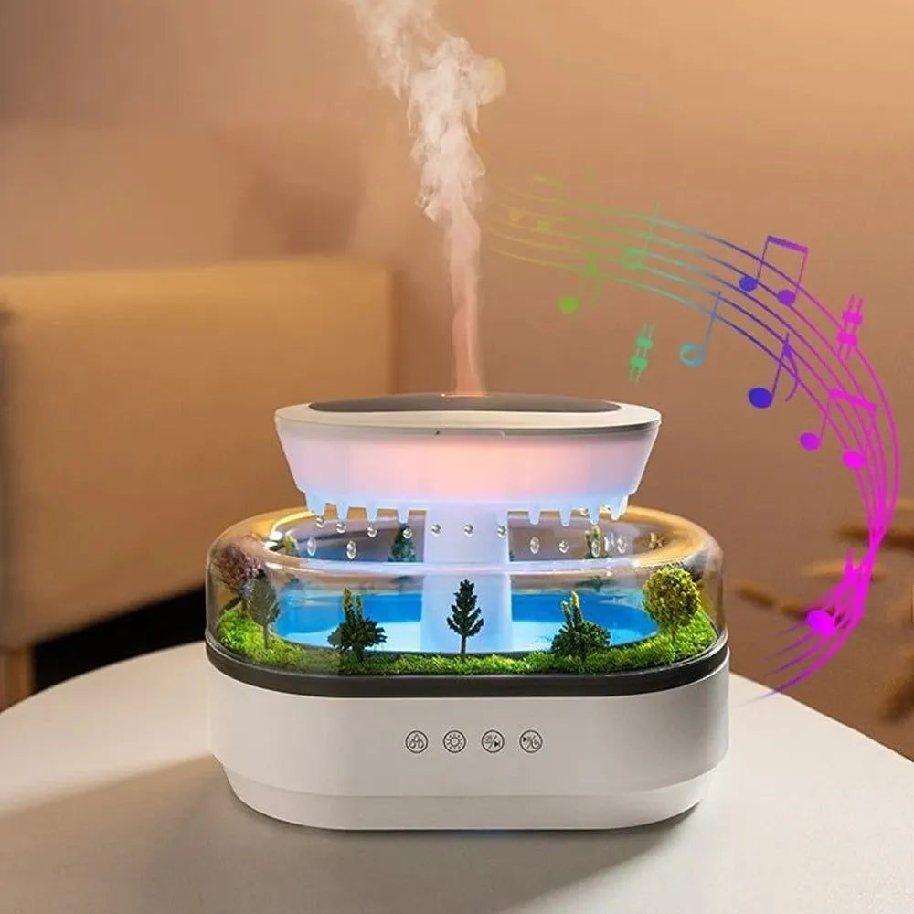 Micro Landscape Raindrop Aroma Diffuser 250ml With 7 Colors Night Light