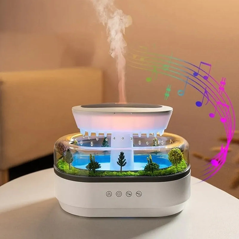 Micro Landscape Raindrop Aroma Diffuser 250ml With 7 Colors Night Light
