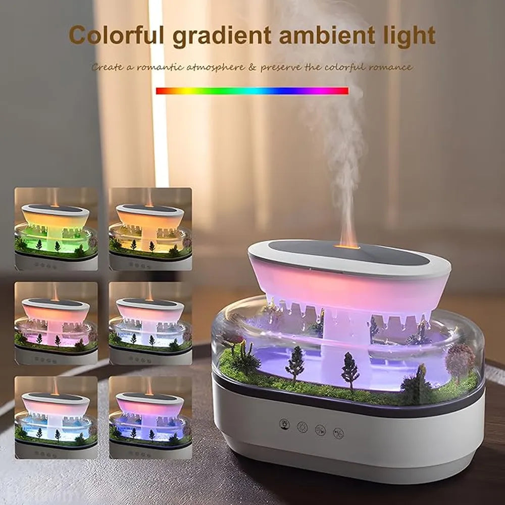 Micro Landscape Raindrop Aroma Diffuser 250ml With 7 Colors Night Light