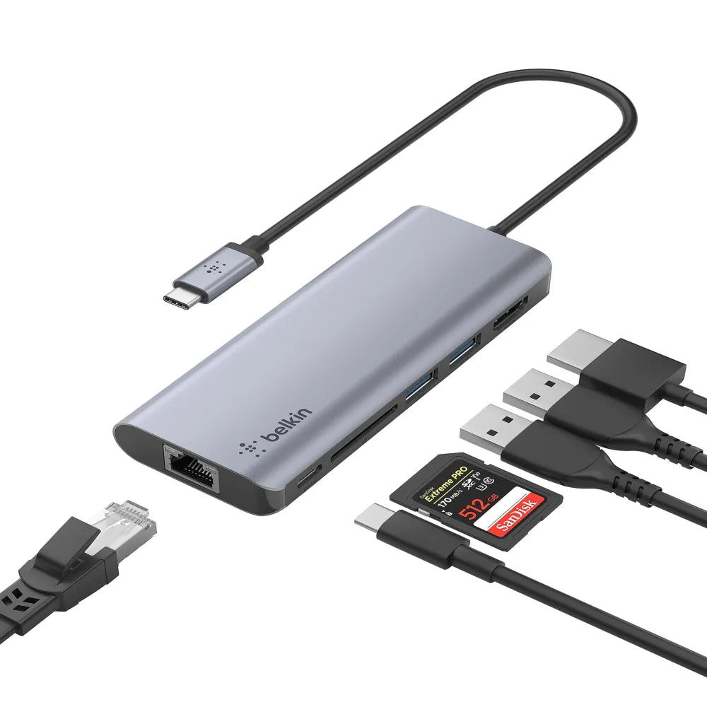 Belkin 6-in-1 Multiport Adapter Dock USB C Hub with 4K HDMI 100W