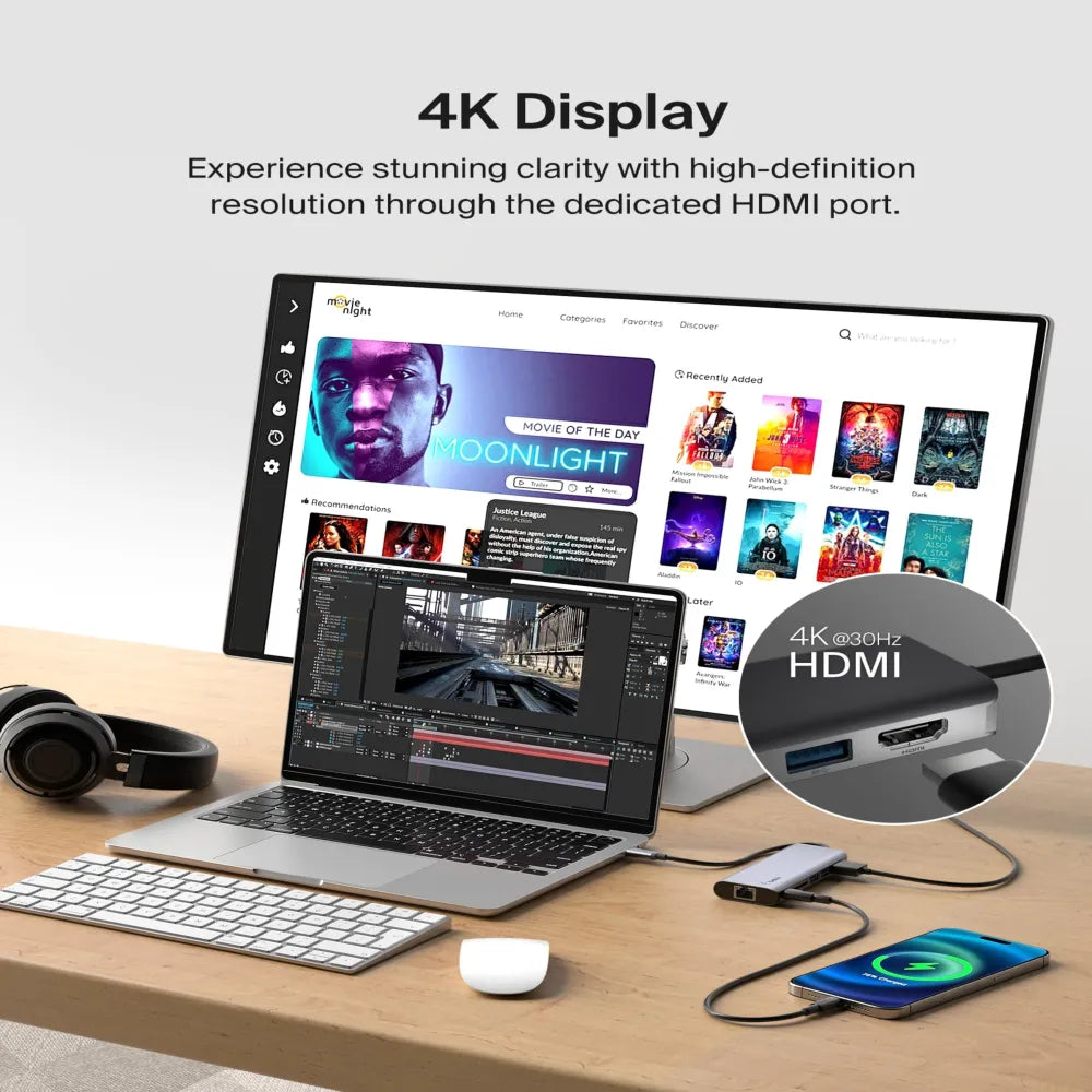 Belkin 6-in-1 Multiport Adapter Dock USB C Hub with 4K HDMI 100W