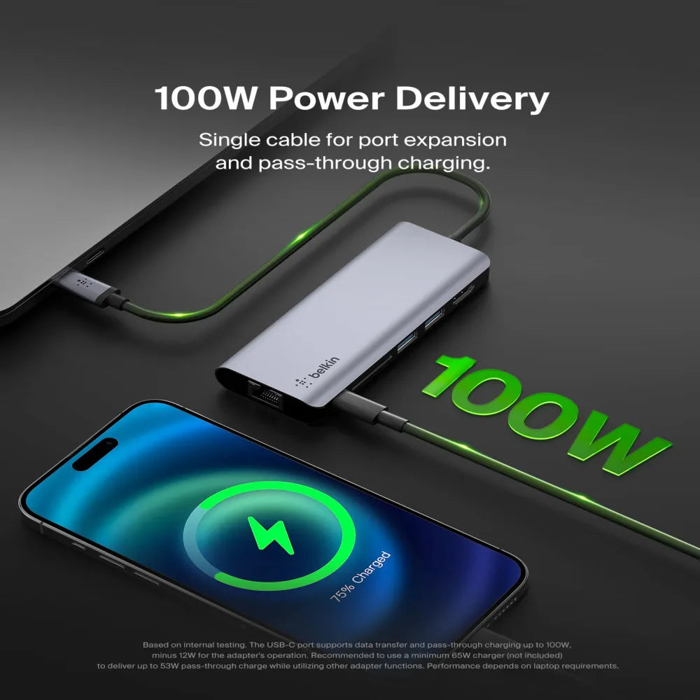 Belkin 6-in-1 Multiport Adapter Dock USB C Hub with 4K HDMI 100W