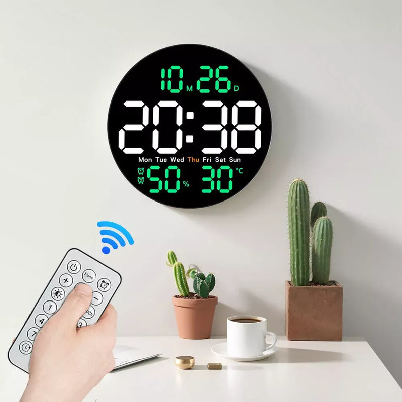 LED Digital Wall Clock Large 10" Display USB Powered Remote Control