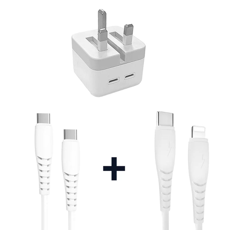 Pama 50W Power Adapter with 3A Type-C to C and PD20W C to Lightning Data Cable