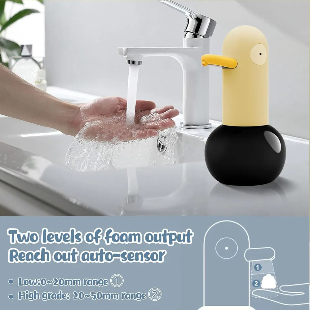 Rechargeable Cute Duck Automatic Foaming Soap Dispenser With Touchless Sensor  400ML Capacity 1100mAh USB Rechargeable