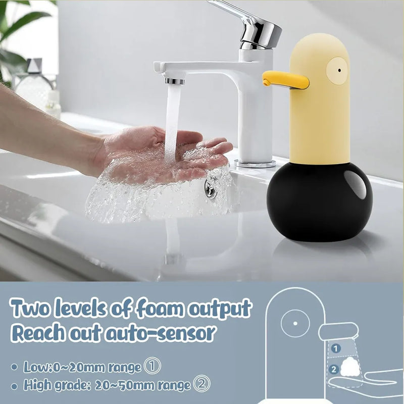 Rechargeable Cute Duck Automatic Foaming Soap Dispenser With Touchless Sensor  400ML Capacity 1100mAh USB Rechargeable