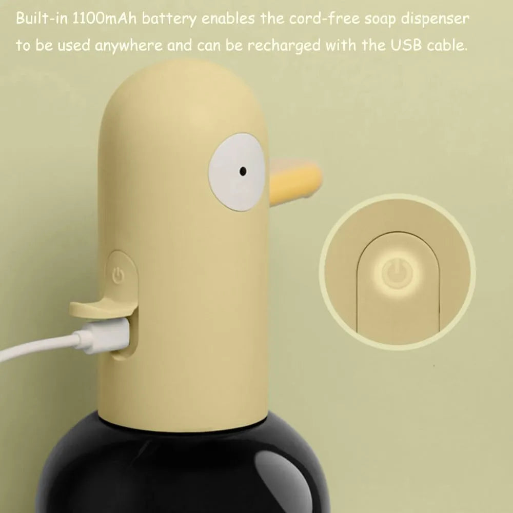 Rechargeable Cute Duck Automatic Foaming Soap Dispenser With Touchless Sensor  400ML Capacity 1100mAh USB Rechargeable