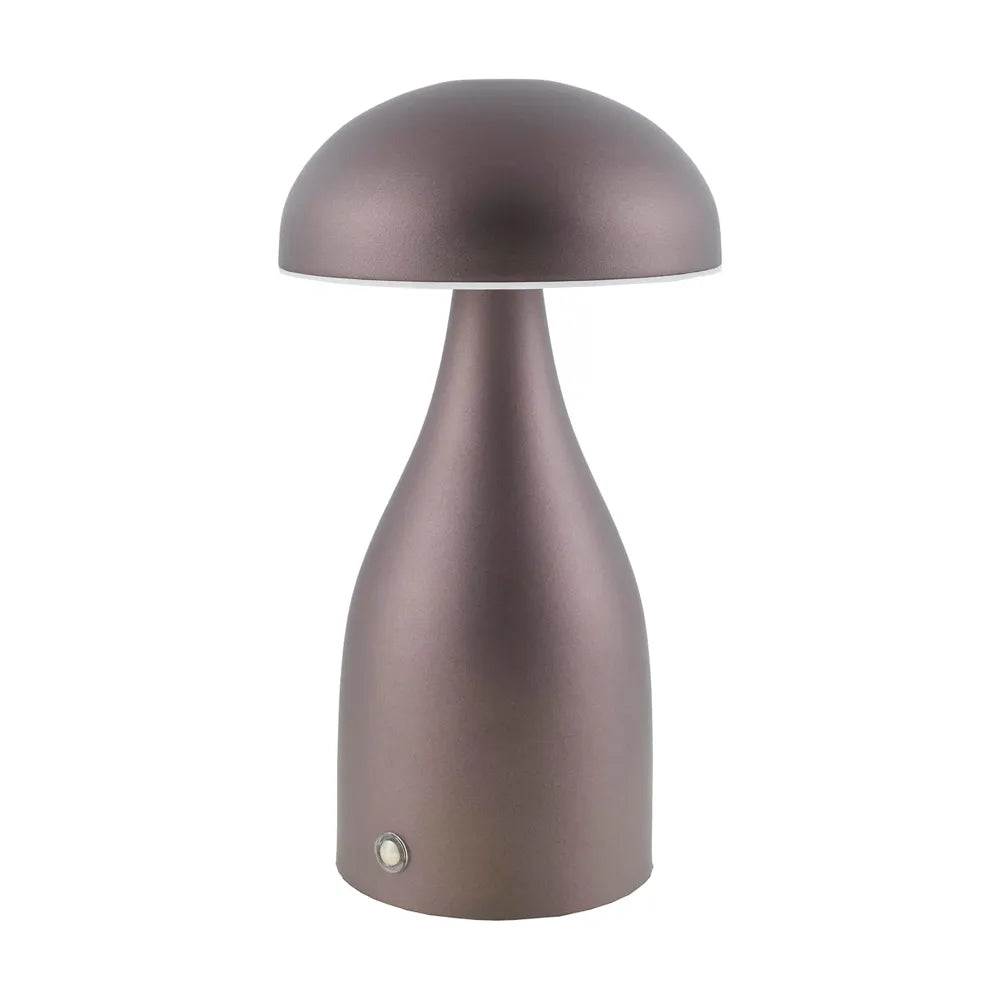 Traditional Mushroom Style Table Lamp With Adjustable Brightness 9in Tall 1200mAh Rechargeable Battery - Brown