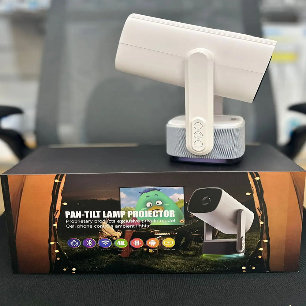 Pan Tilt Lamp Rechargeable Projector With 10W Speaker 4K 5GHz WiFi