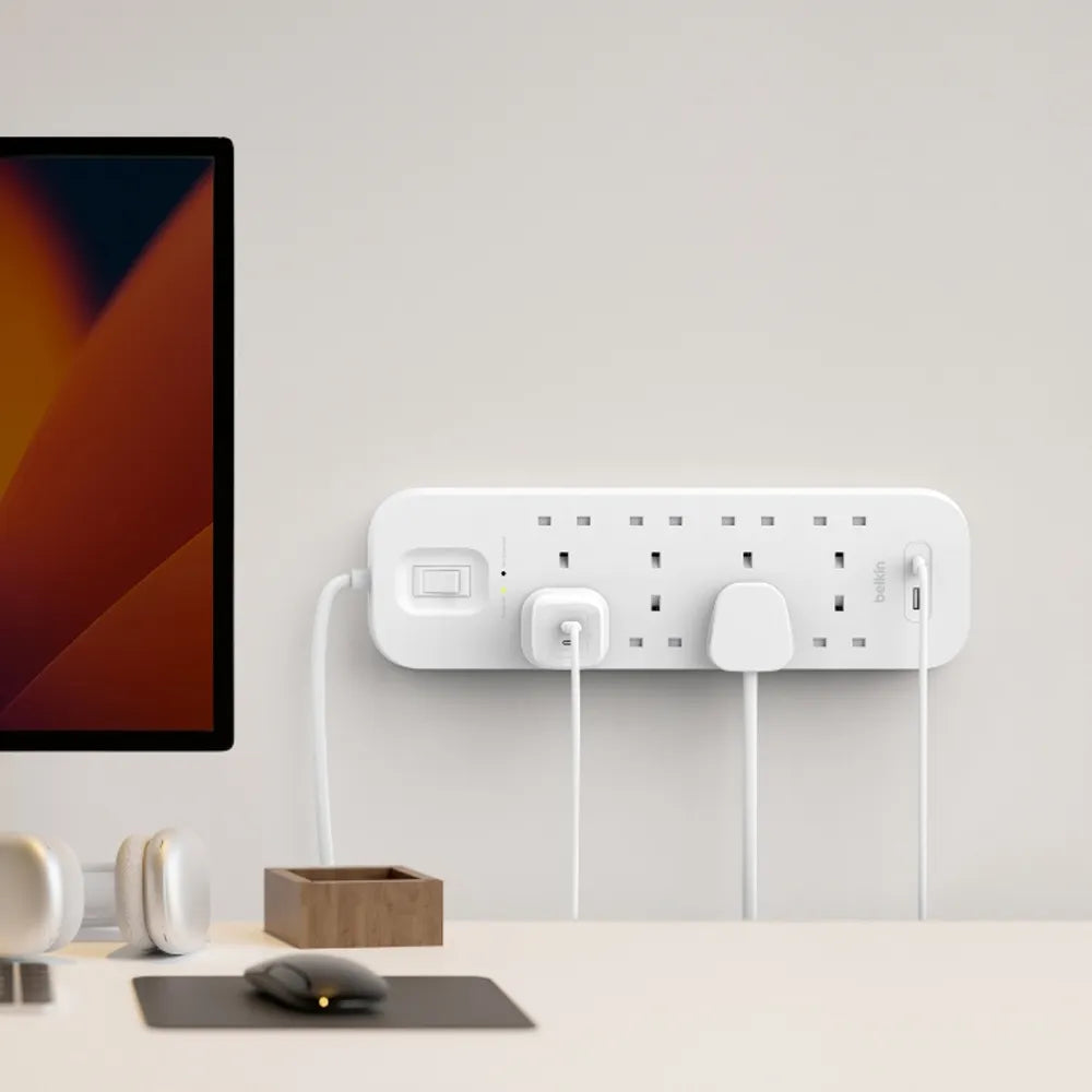 Belkin 8-Outlet Surge Protector Power Strip USB-C and USB-A Ports (8 Outlet with 1 USB-C & 1 USB-A)
