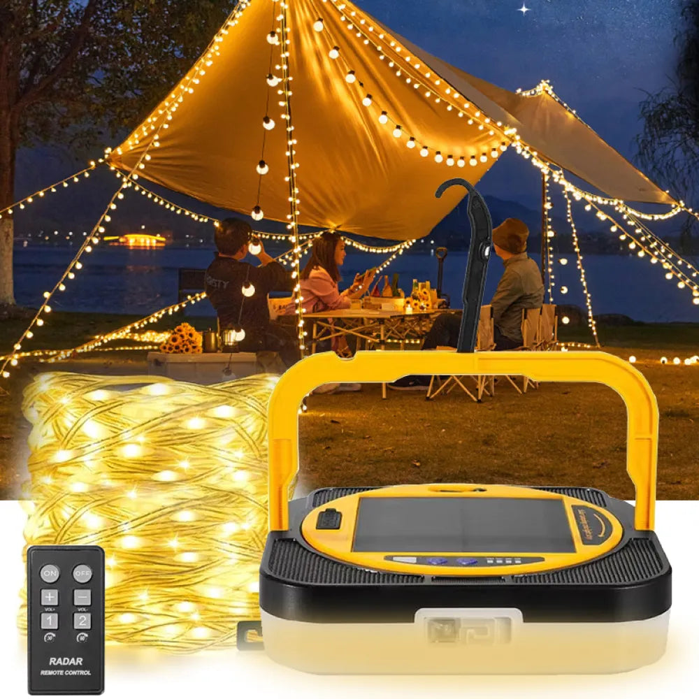 Multicolour Camping Light String with 3 Color Temperaturess Type-C & Solar Rechargeable