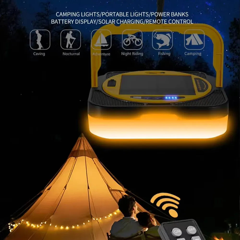 Multicolour Camping Light String with 3 Color Temperaturess Type-C & Solar Rechargeable
