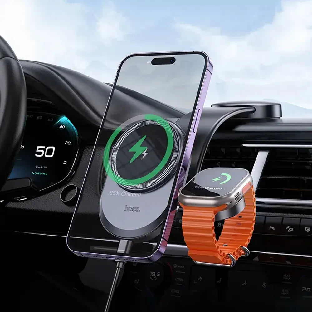 Hoco HW28 Excelso 2-In-1 Wireless Fast Charging with Car Holder