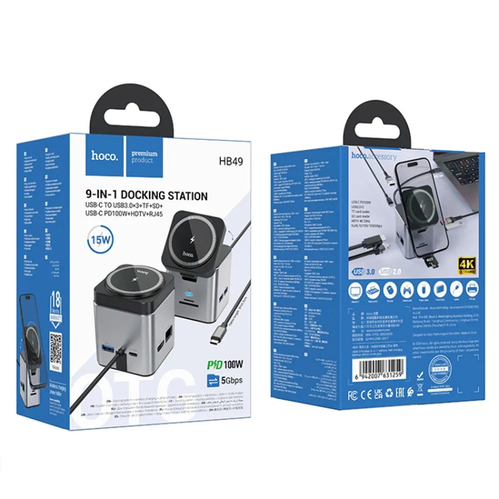 Hoco HB49 - 9in1 Magnetic Wireless docking Station
