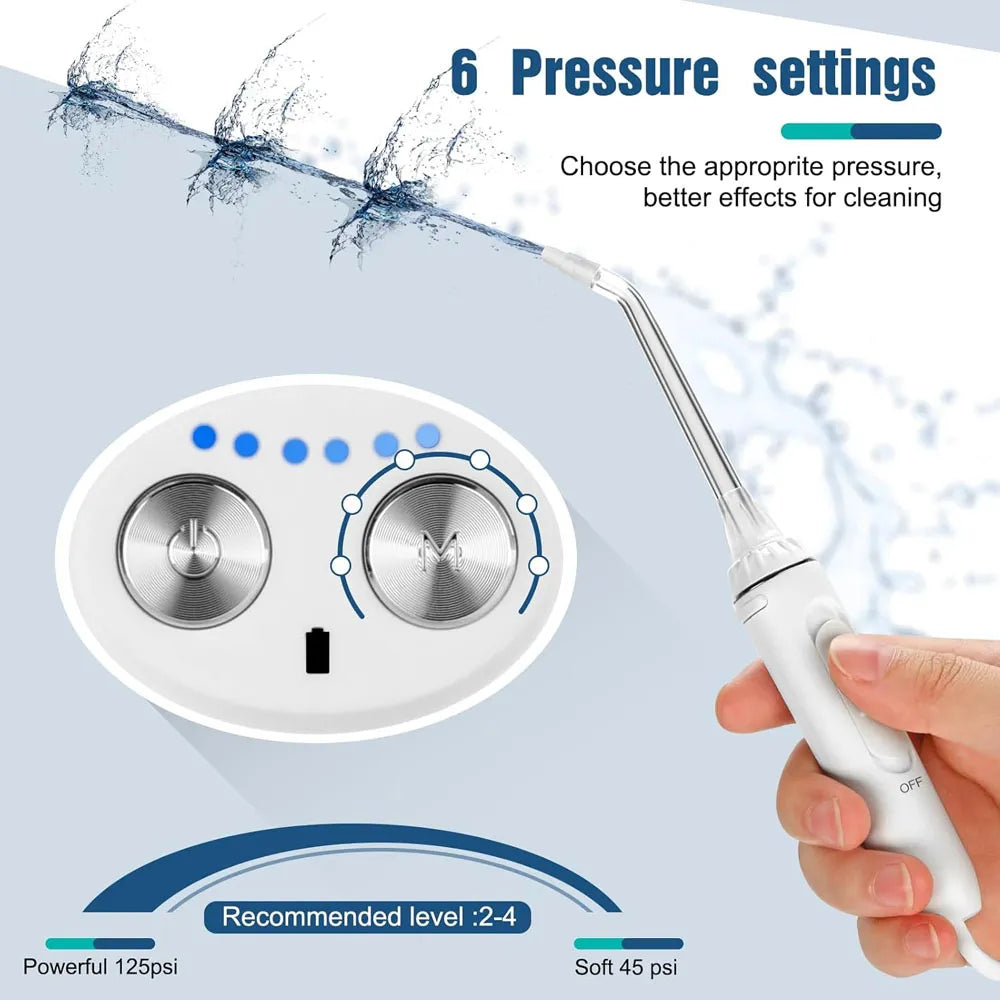 H2ofloss Cordless Oral Irrigator with 5 Jets 6 Modes for Teeth