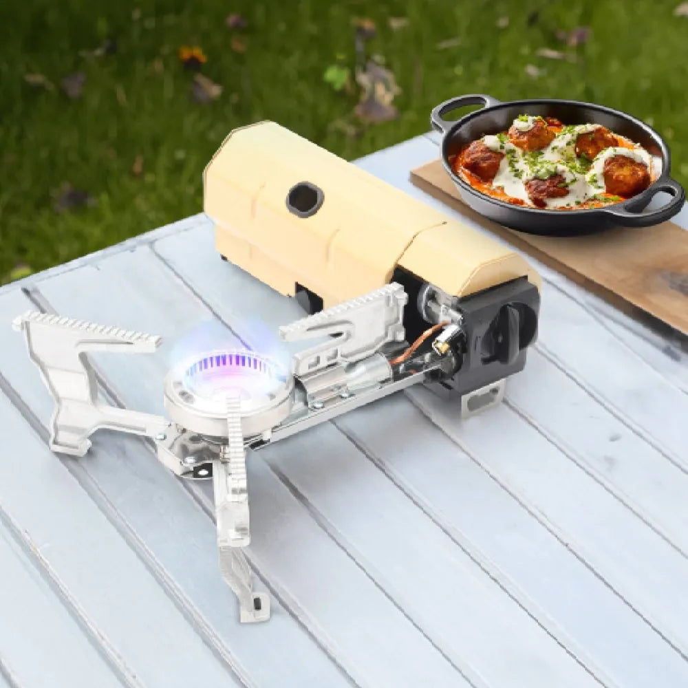 Portable Mini Camping Single Burner Gas Stove 2600W - Beige