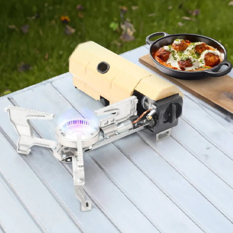 Portable Mini Camping Single Burner Gas Stove 2600W - Beige
