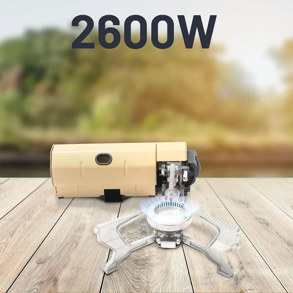 Portable Mini Camping Single Burner Gas Stove 2600W - Beige
