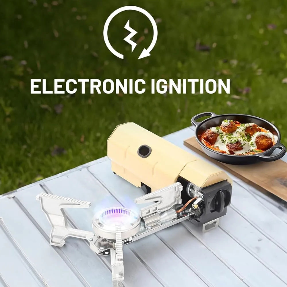 Portable Mini Camping Single Burner Gas Stove 2600W - Beige