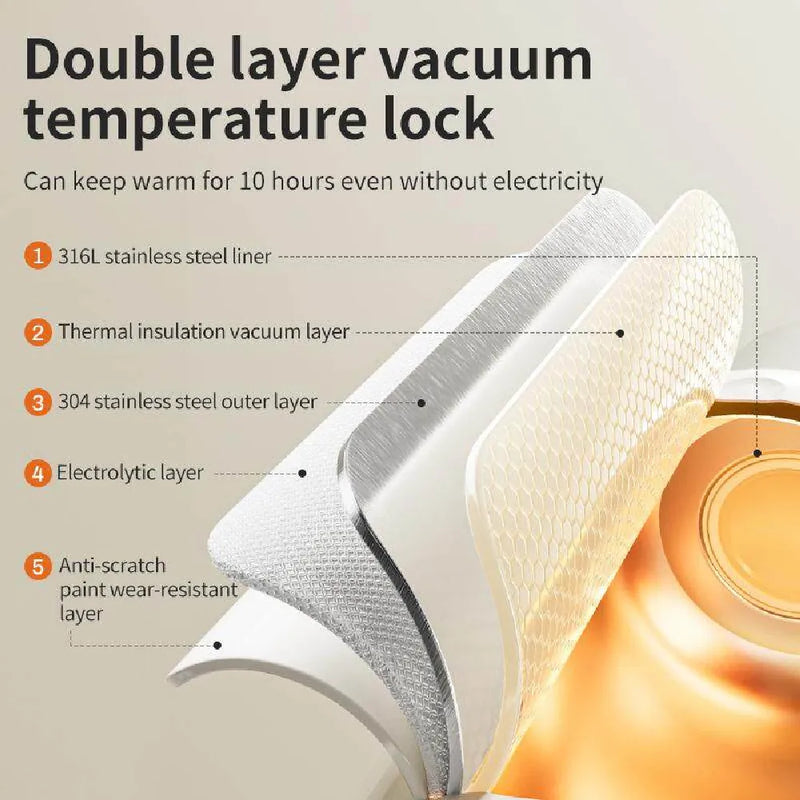 Modong Portable Electric Cup With Stainless Steel Heating Element Intelligent Temperature Control 500ml Capacity 300W Power