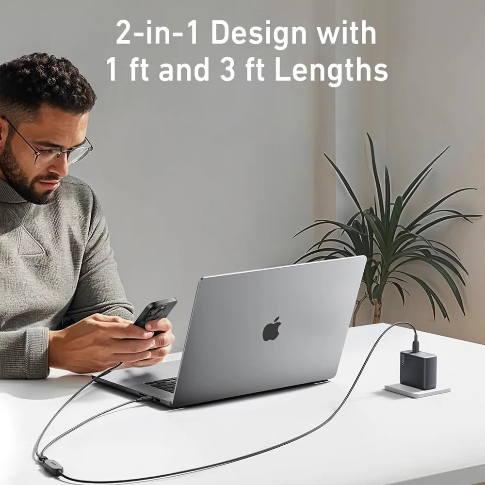 Anker 2-in-1 USB C to USB C Cable-4 ft