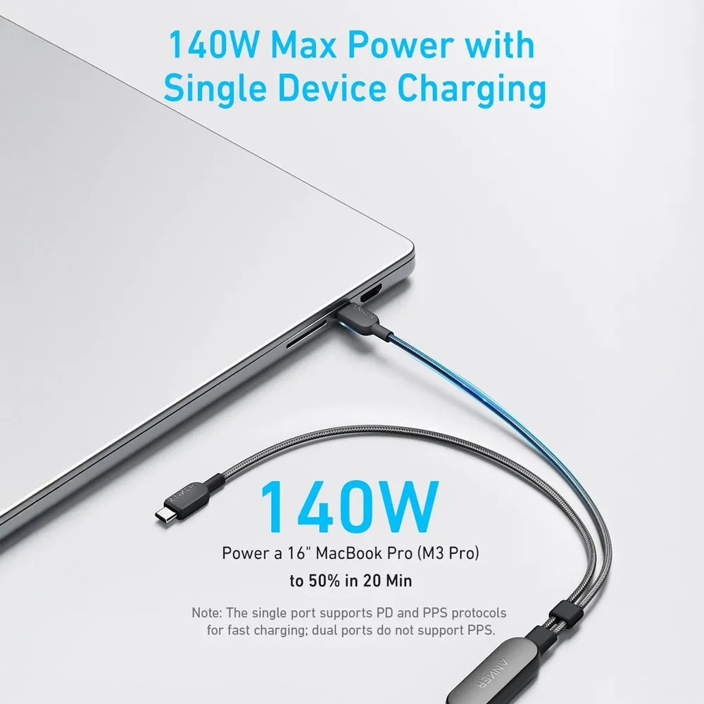Anker 2-in-1 USB C to USB C Cable-4 ft