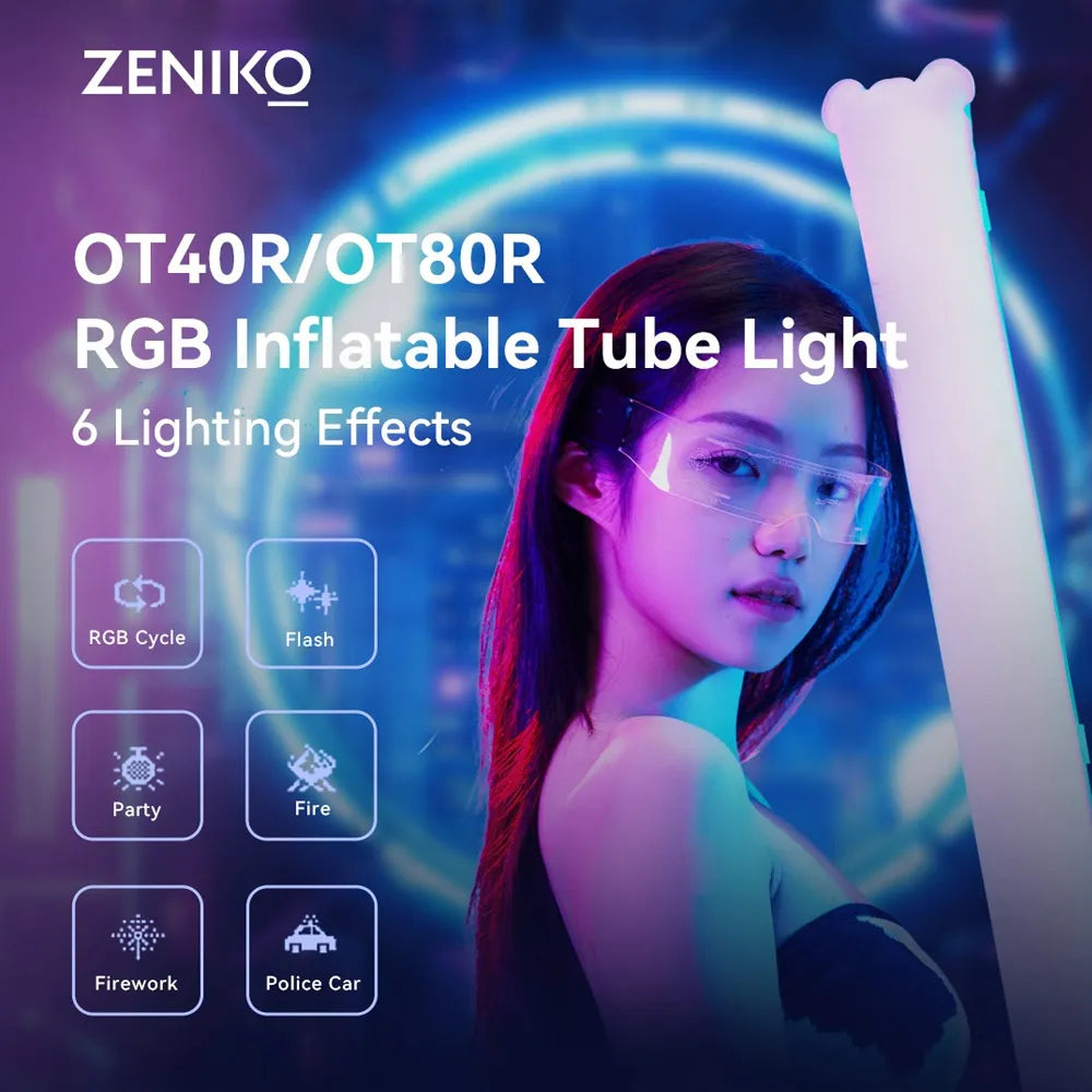 Zeniko OT80R RGB Inflatable Tube Light With 6 Lightning Effects 80CM