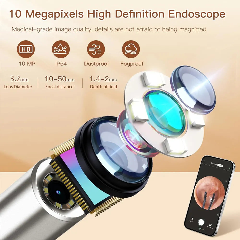 4-in-1 Visual Ear Pick Tweezers with 10 MP Camera 350mAh Battery Type-C Rechargeable