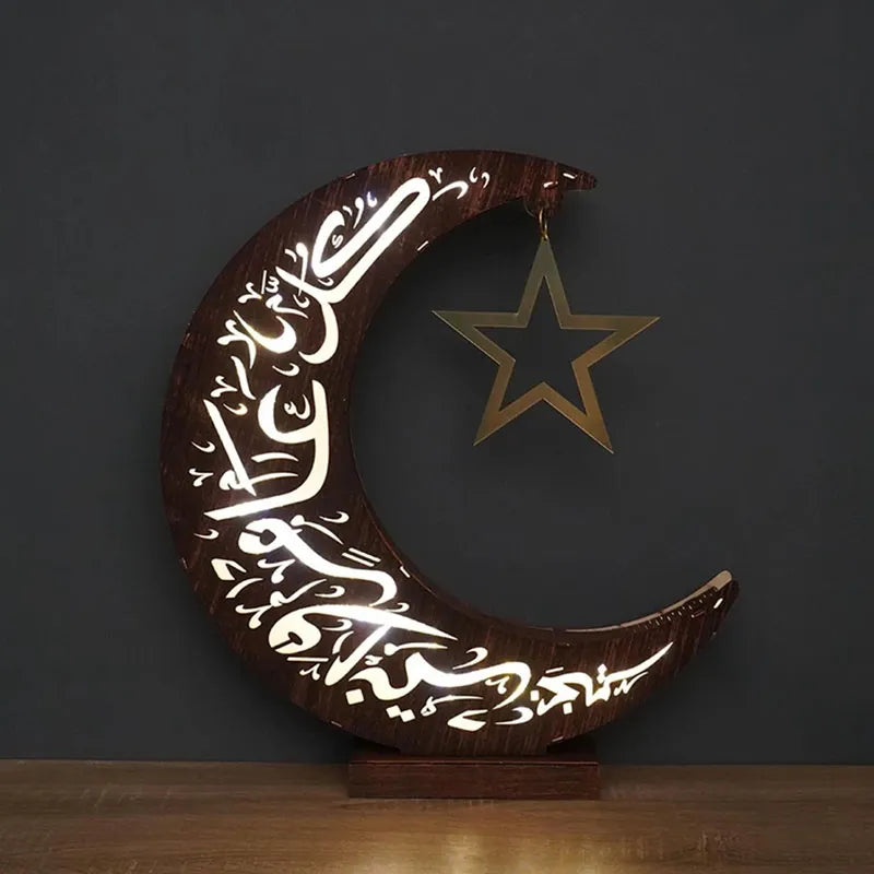 Wooden Ramadan Moon Decorative lamp