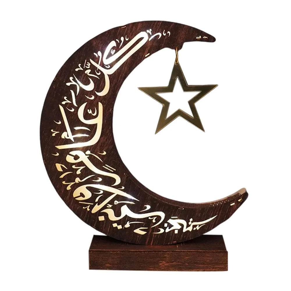 Wooden Ramadan Moon Decorative lamp