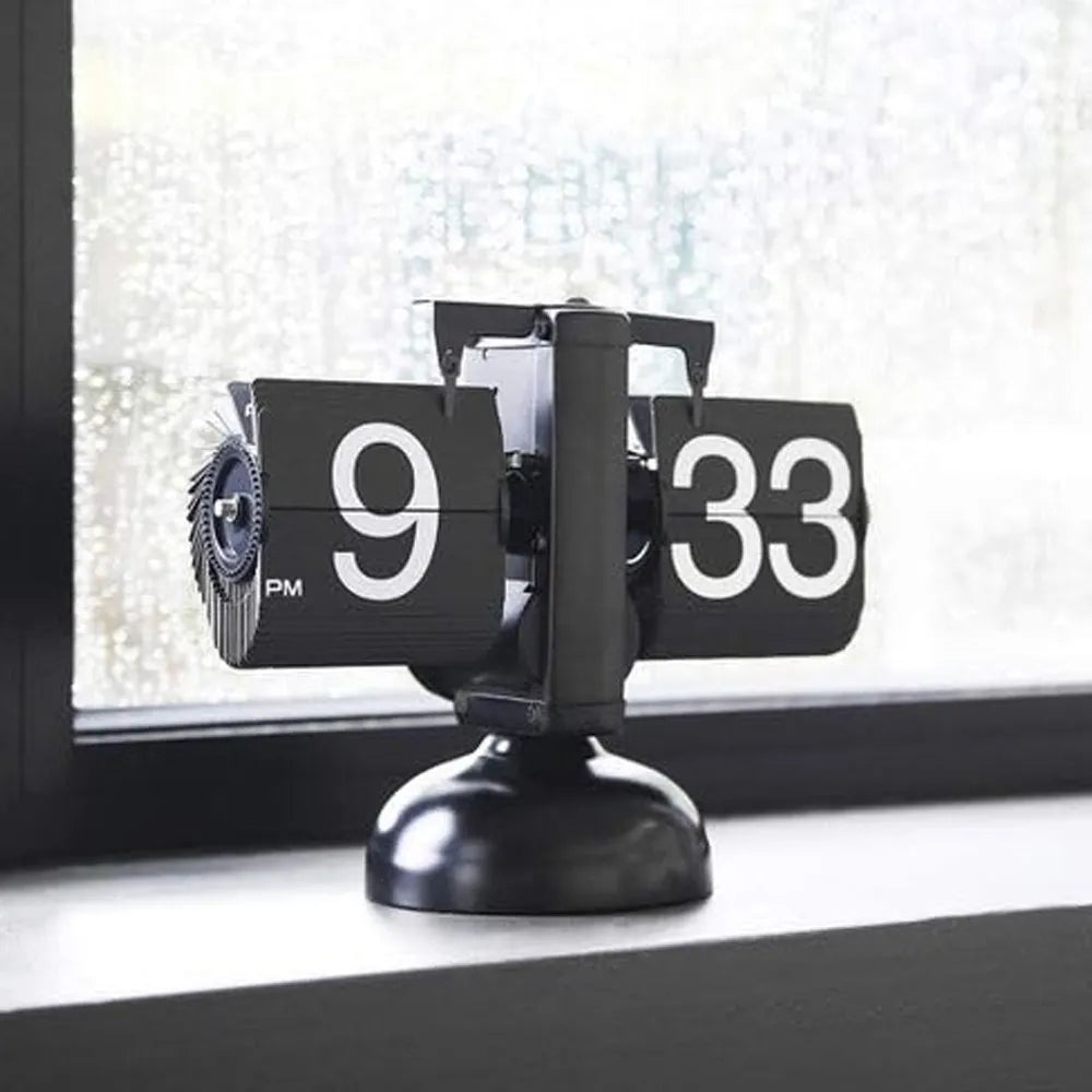 Modern Vintage Luxury Flip Clock Retro Design Stainless Steel Adjustable