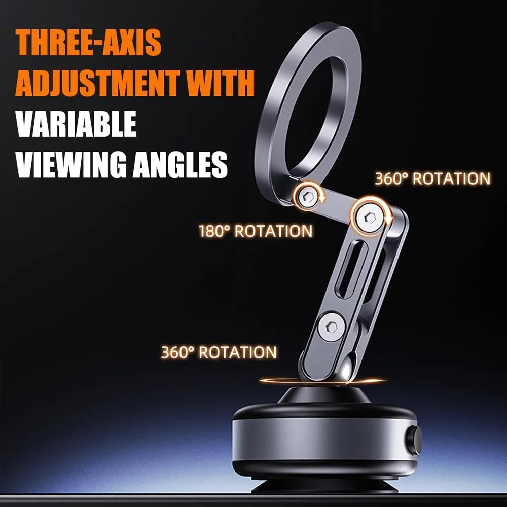 Vacuum Magnetic Suction Phone Mount 360° Rotatable Compatible with iPhone 16/15/14/13/12 Series