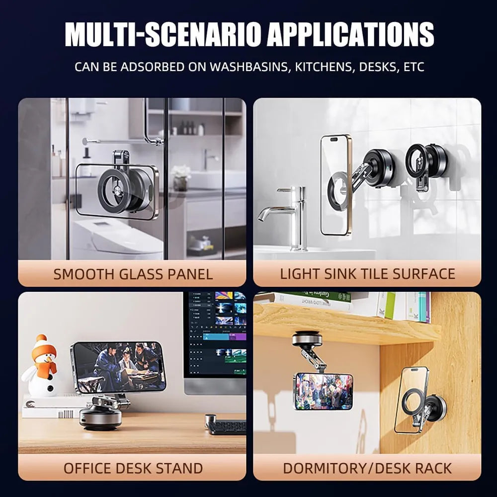 Vacuum Magnetic Suction Phone Mount 360° Rotatable Compatible with iPhone 16/15/14/13/12 Series
