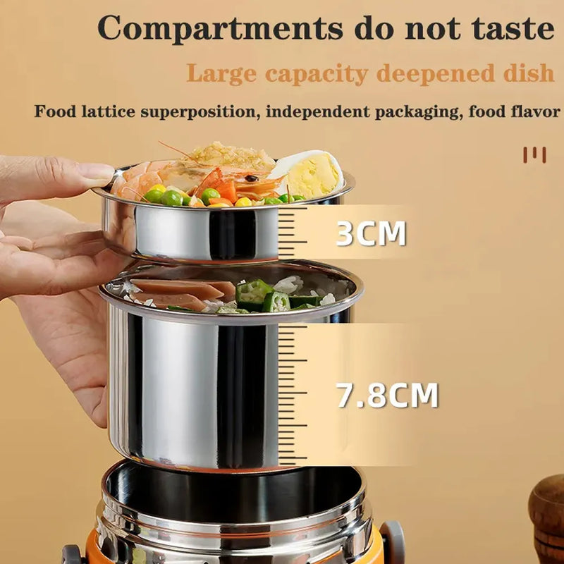 Constant Temperature Insulation Lunch Box 1.2L 304 Stainless Steel Electric Heating 30W - Orange