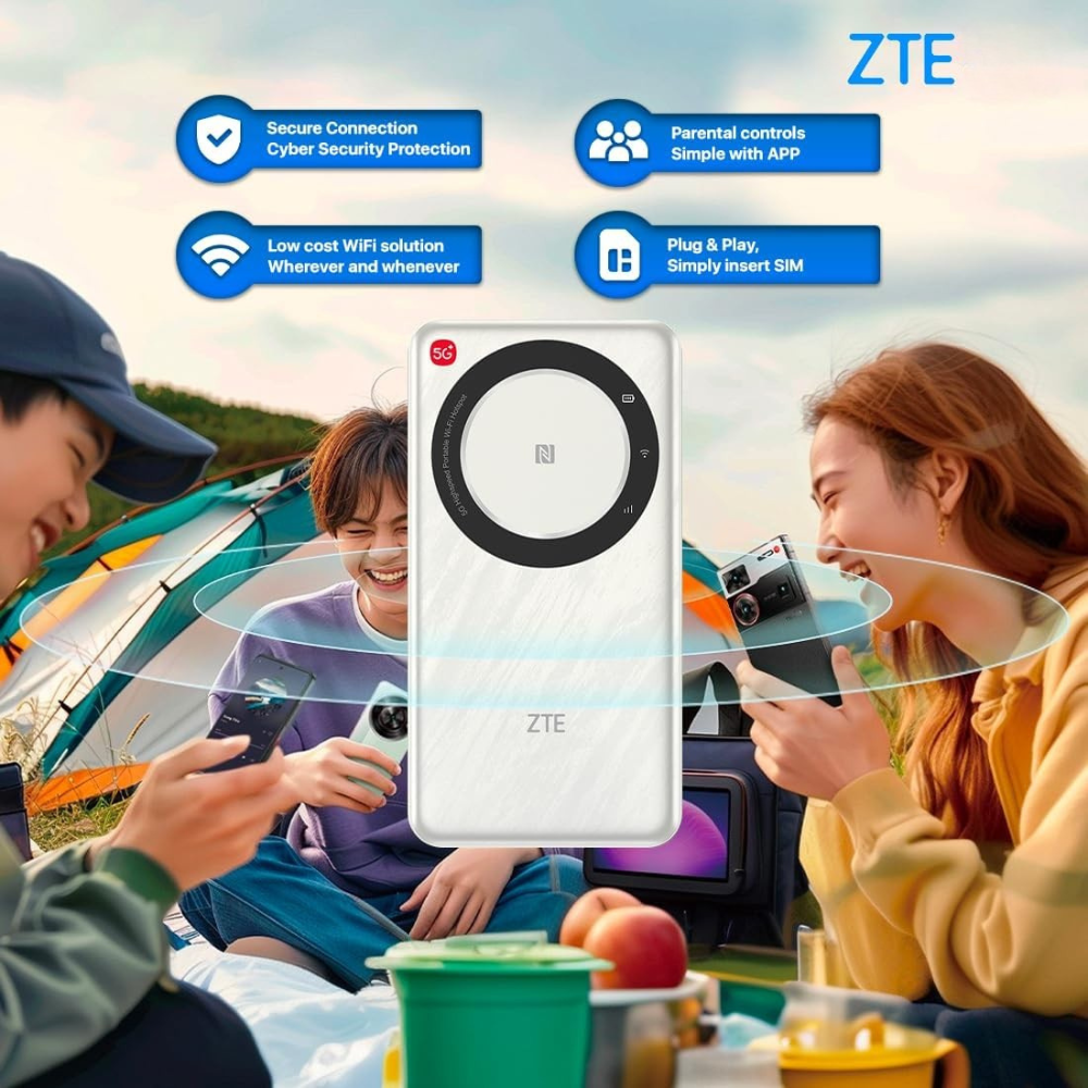 ZTE U30 Air 5G Pocket WiFi Router – High-Speed, Dual-Band Connectivity with 10-Hour Battery Life