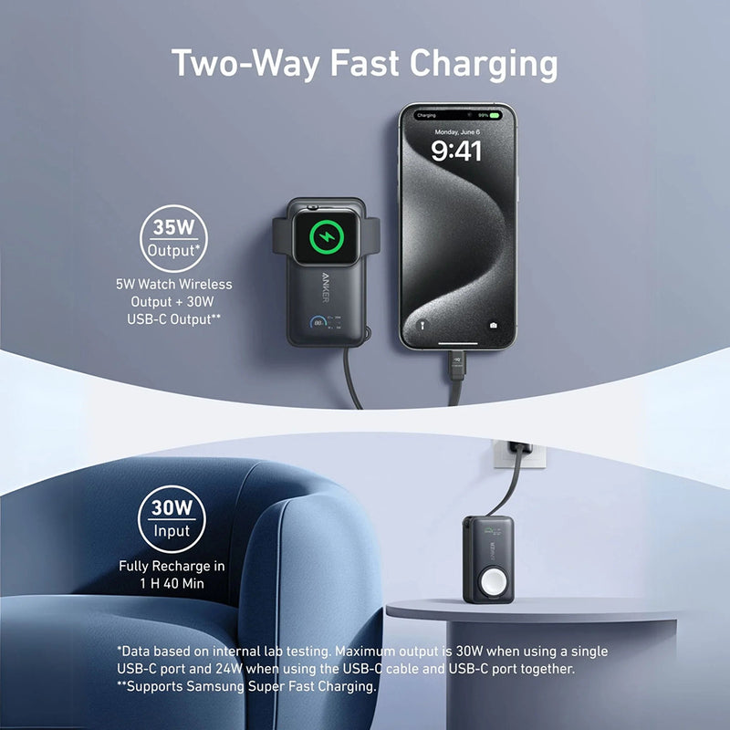 Anker MagGo Power Bank 10K 35W – Wireless Charging for Apple Watch & iPhone