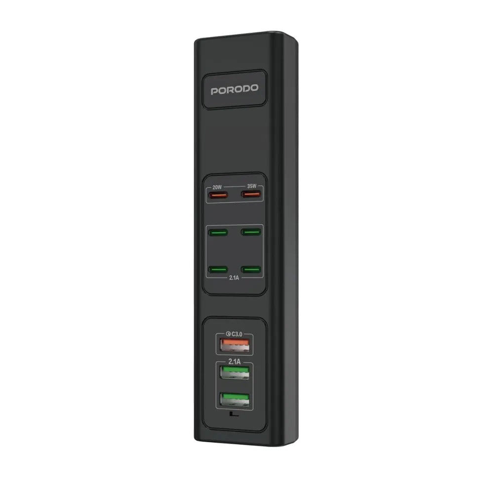 Porodo Multi-Port USB Charging Hub With 6 Charging Ports 85W – Black