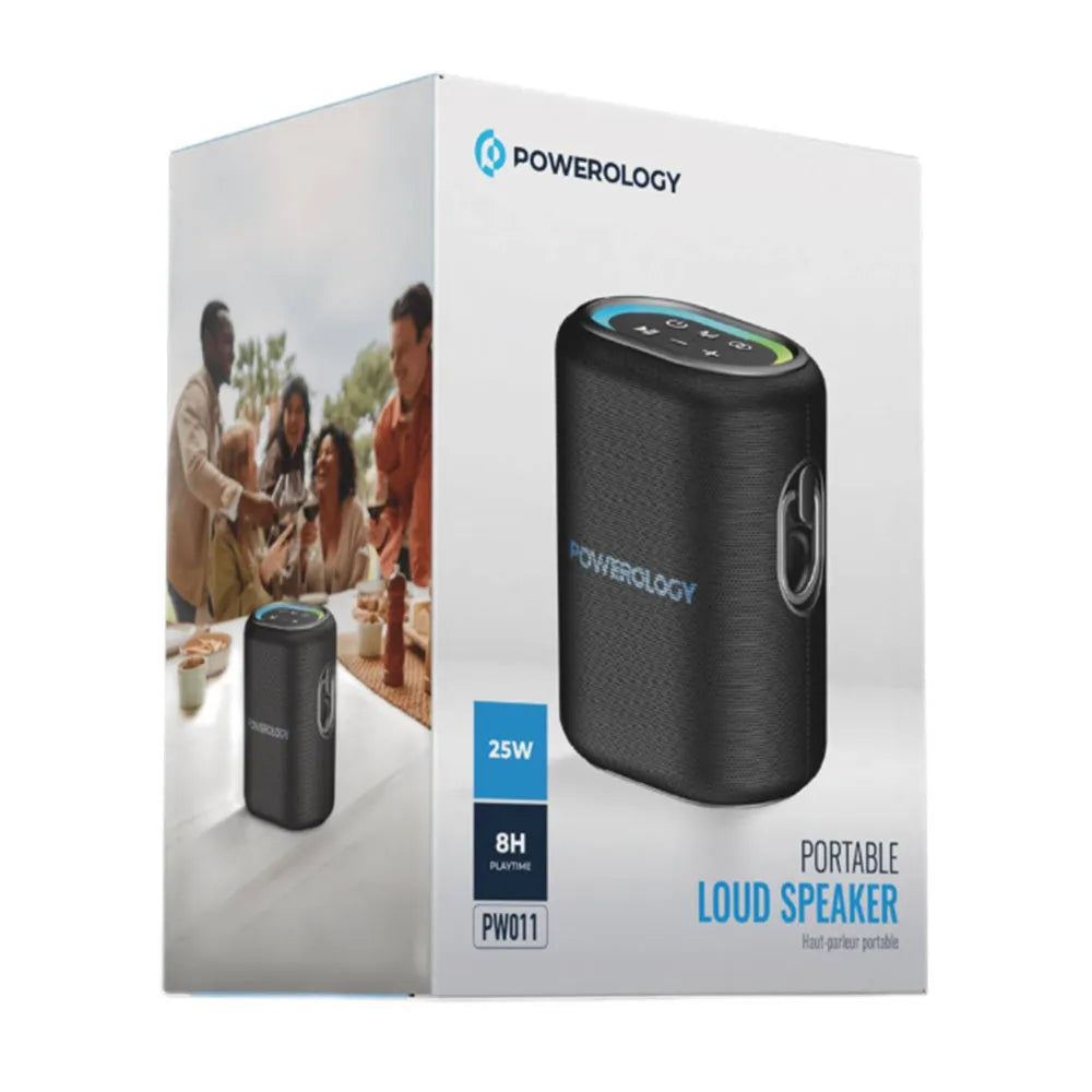 Powerology Portable Loud Speaker 25W 4000mAh Battery 8H Playtime – Black