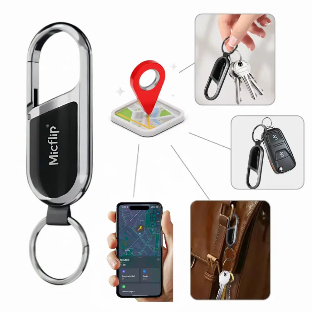 Micflip Apple Find My Keychain – Compatible with Apple Find My, Secure Bluetooth Tracker for Keys & Bags