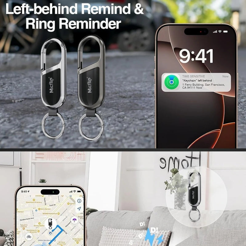 Micflip Apple Find My Keychain – Compatible with Apple Find My, Secure Bluetooth Tracker for Keys & Bags